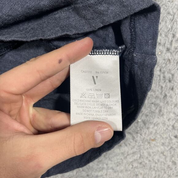 Venroy Shirt Women's Sz M Blue Short Sleeve 100% Linen Casual Tee Lightweight - Picture 3 of 7